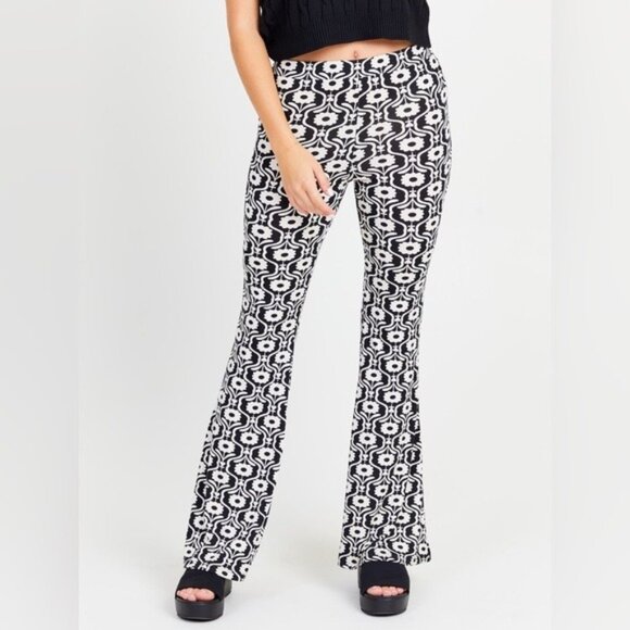 Altar’d State Floral Boho Flare Pants Western Mod Soft Stretch Pull On Hippie - Picture 1 of 8